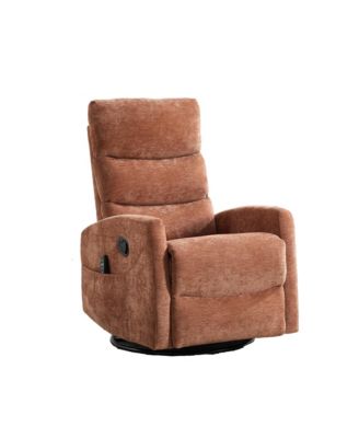 Chenille Manual Recliner Chair Rocker Swivel Chair with Heat and Massage for Living Room