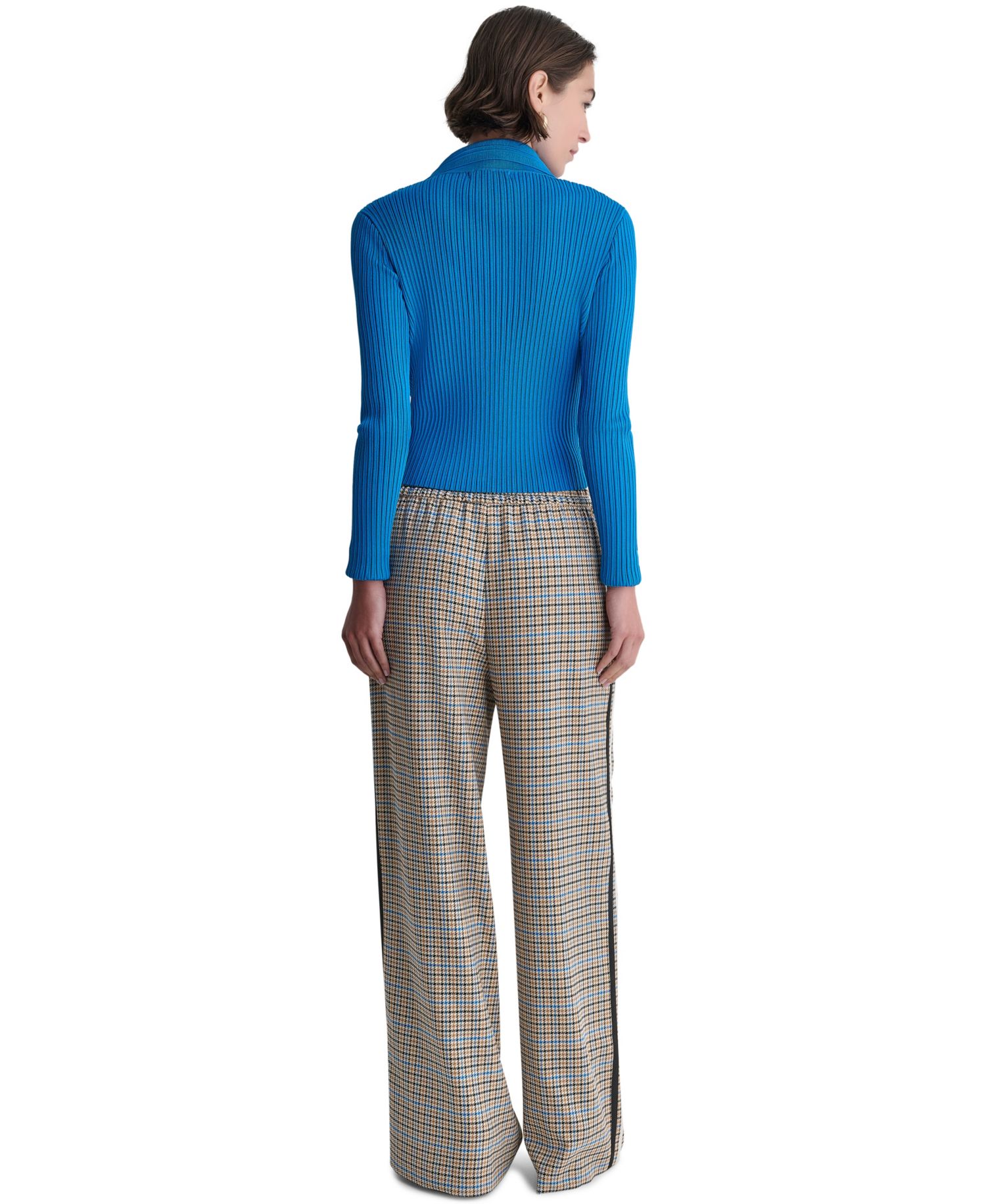 Women's Plaid Wide-Leg Pull-On Pants