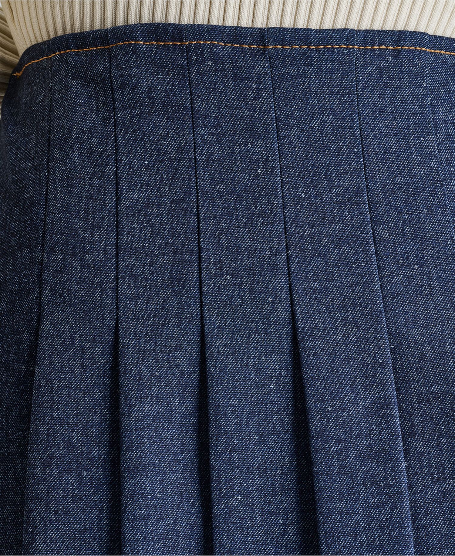 Women's Pleated A-Line Mini Denim Skirt