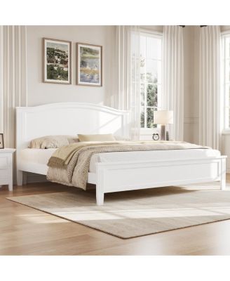  Full Size Platform Bed with Headboard with Wooden Slat Support Legs