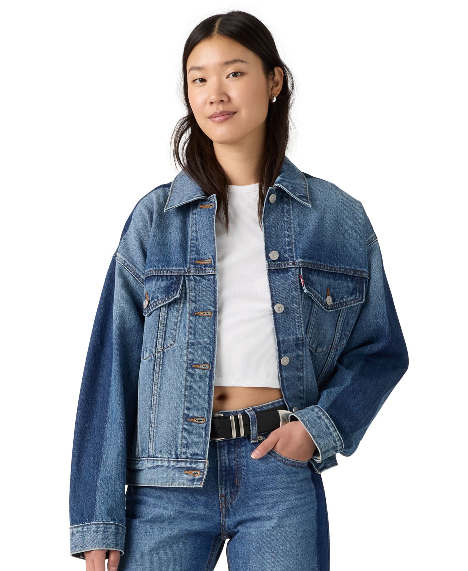 Plus Size '90s Cotton Denim Trucker Jacket