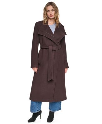Women's Stand-Collar Belted Maxi Wrap Coat