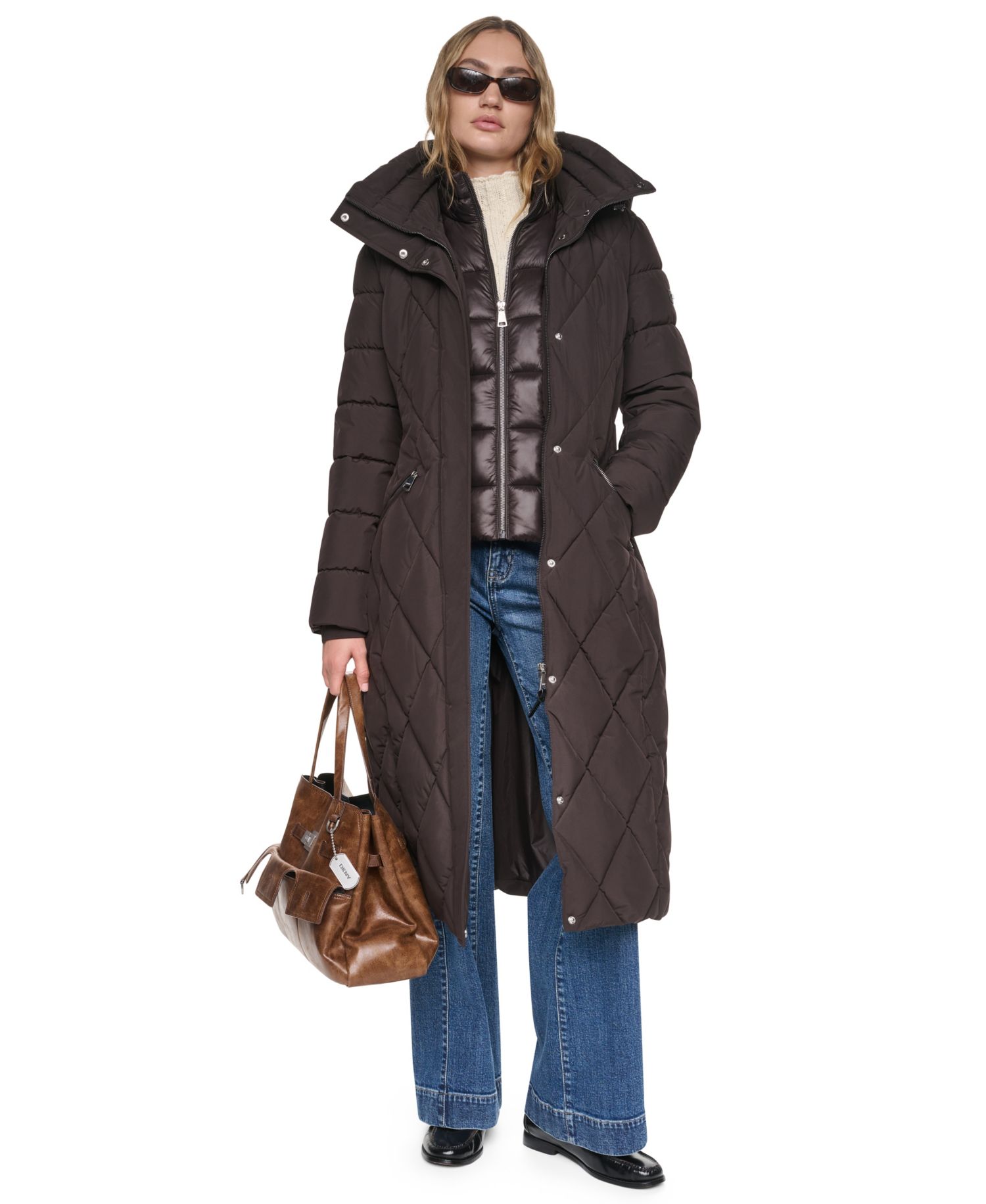 Women's Long Belted Quilted Puffer Coat