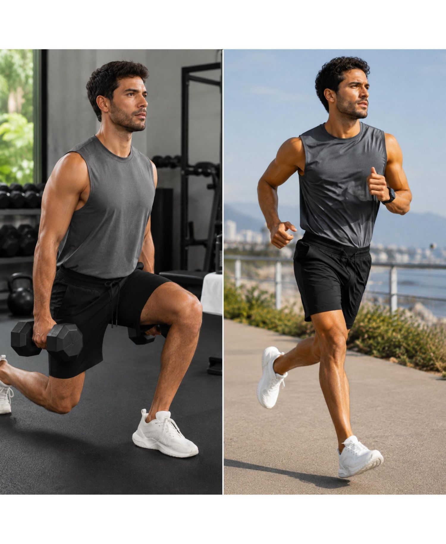Men's Athletic Shorts 7" Inseam Quick Dry Gym Workout Zipper Pockets