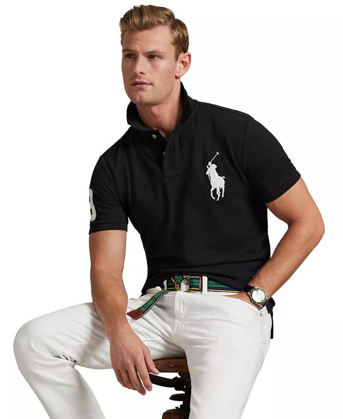 Men's Big Pony Custom Slim-Fit Mesh Polo Shirt - thumbnail 4