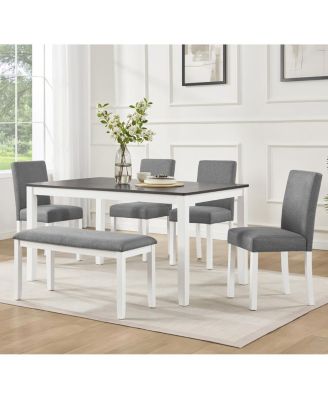 6-Piece Two-Tone Dining Set with Bench and Chairs