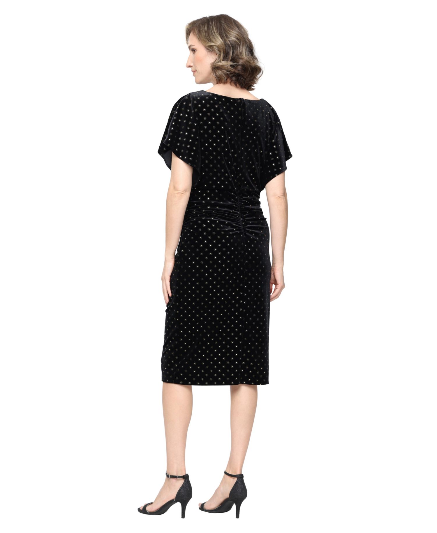Women's Sequin Velvet Flutter-Sleeve Dress