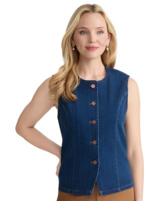 Women's Striped Denim Vest