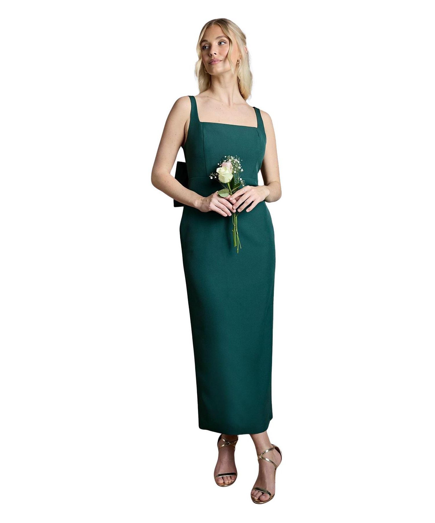 Women's Bow Back Square Neck Maxi Dress