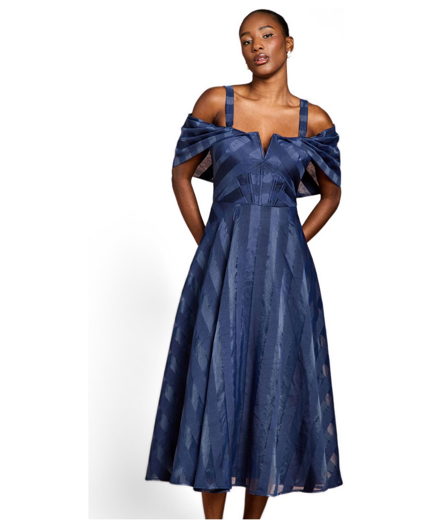 Women's Organza Bardot Midi Dress