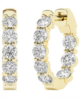 Lab-Grown Diamond Hoop Earrings (2 ct. t.w.) in 14k Yellow Gold-Plating Over Sterling Silver