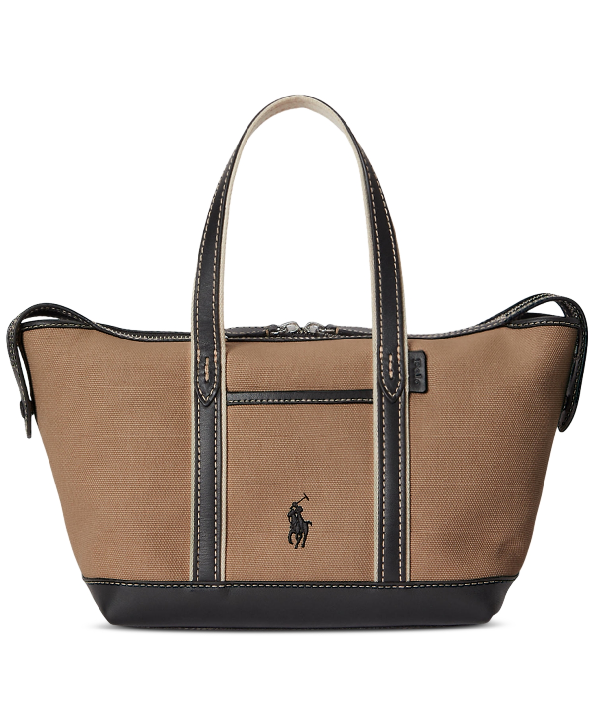 Polo Ralph Lauren Women's Cotton Canvas Shopper Removable Crossbody Strap Tote