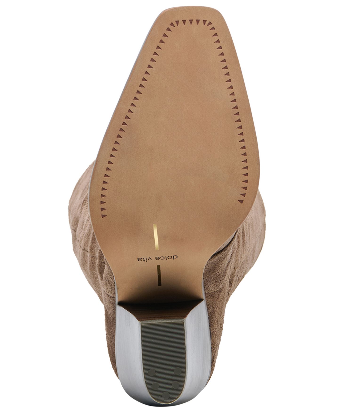 Женские ботинки Dolce Vita Janaya Embroidered Contrast Stitch Block Heel Tall Western, цвет: Шоколадный замшевый — фото 5