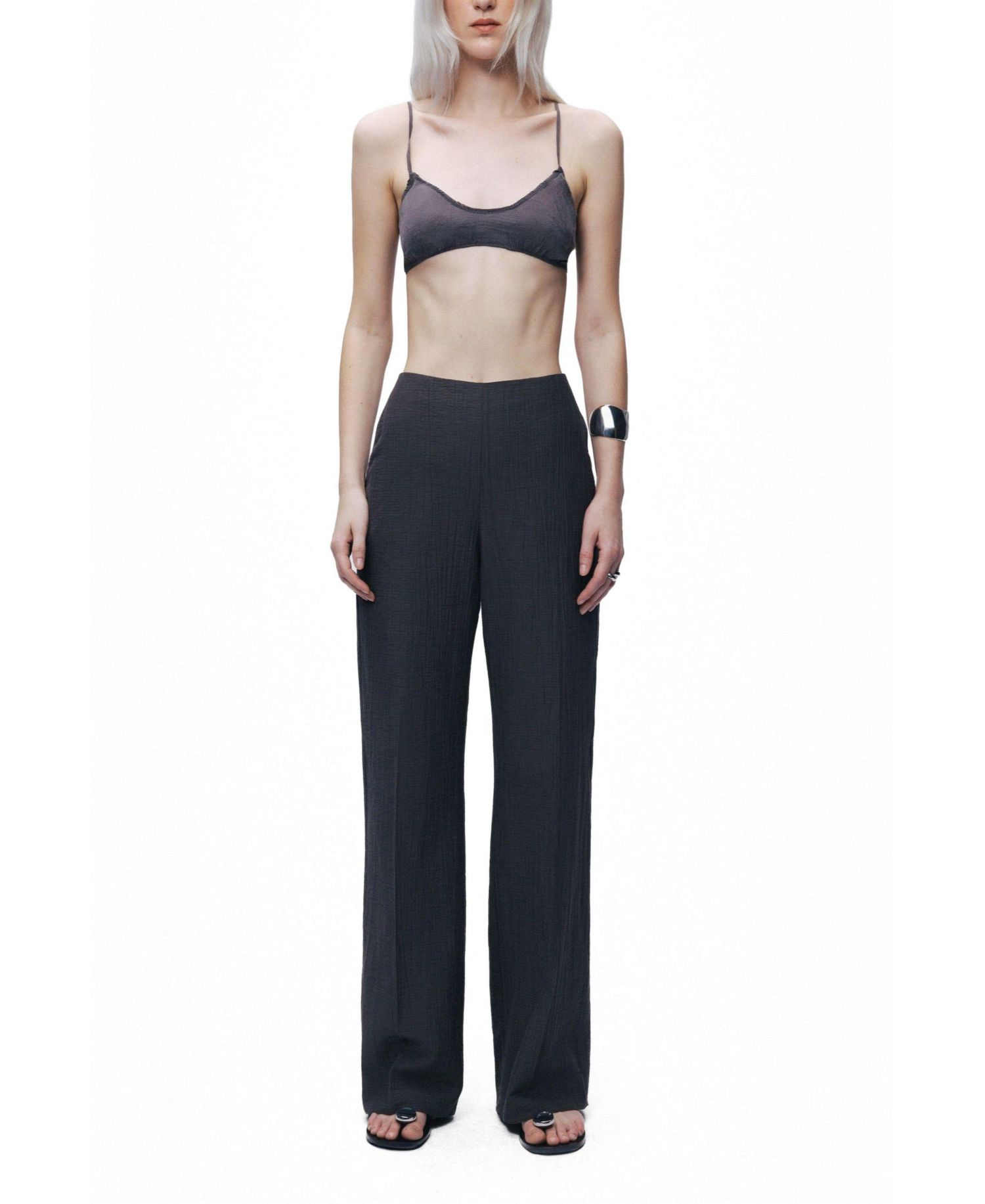 Women's High-Waisted Wide-Leg Pull-On Cotton-Blend Pants