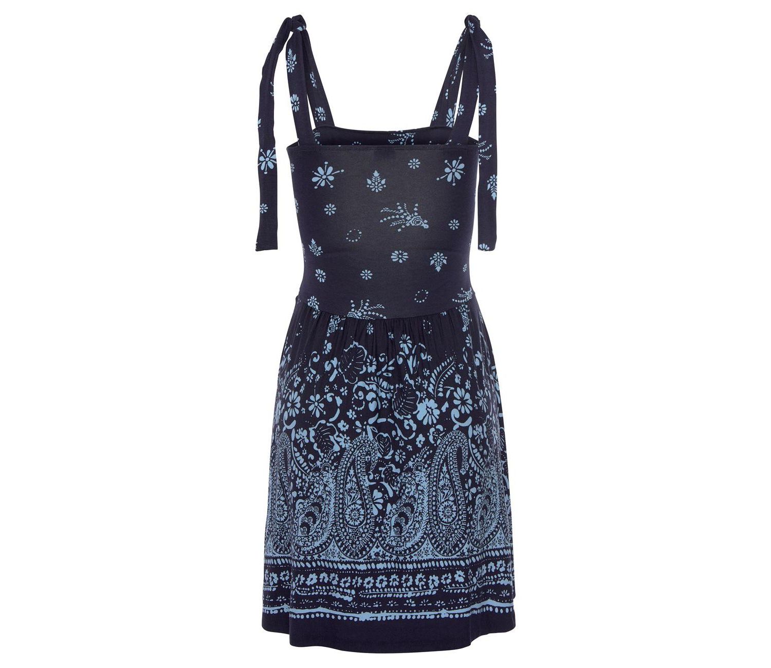 Women's Viscose Printed Tie Strap with Pockets Elastic-Waist Short Dress