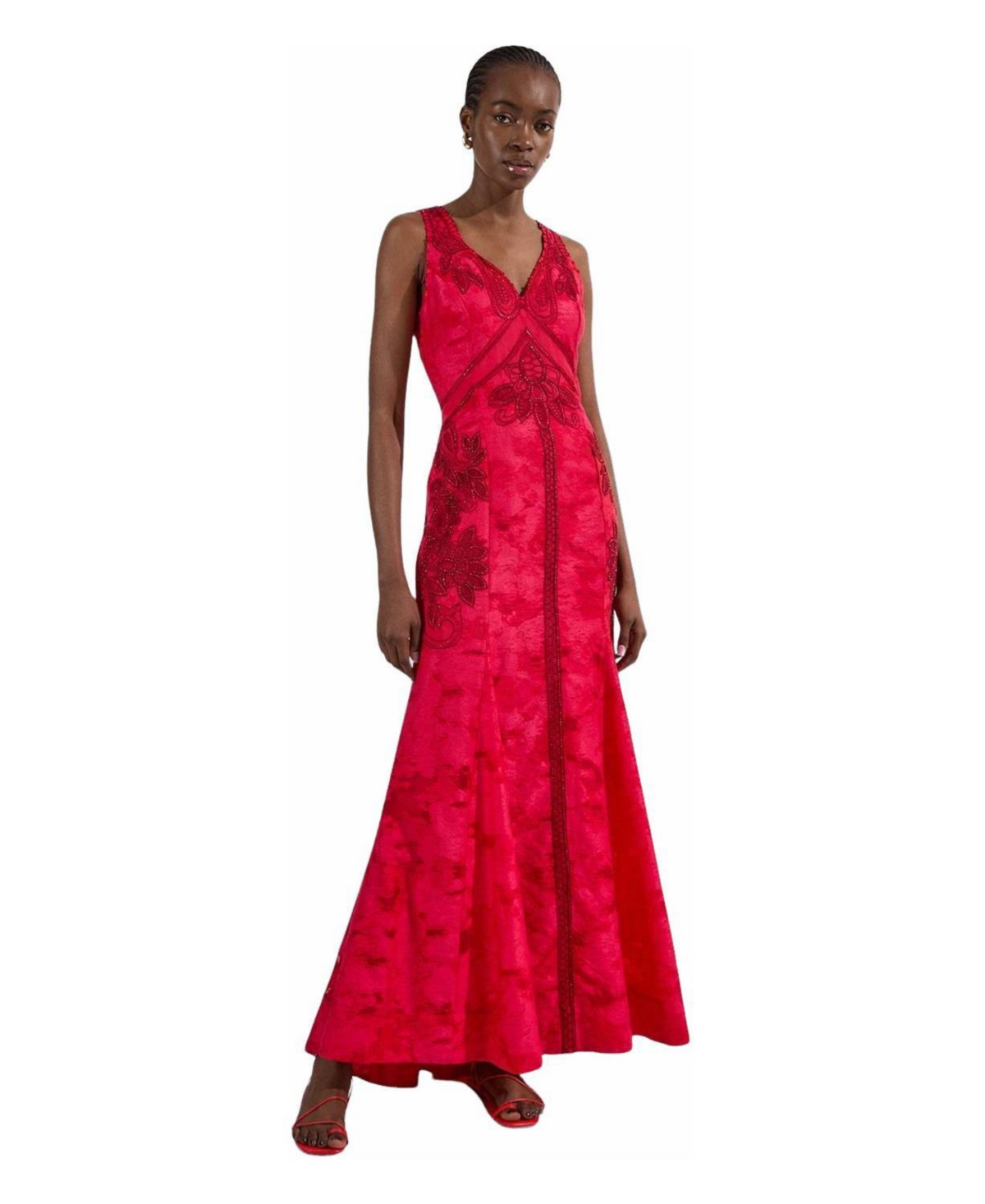 Karen Millen Women's Beaded Open Back Maxi Dress - Fuchsia