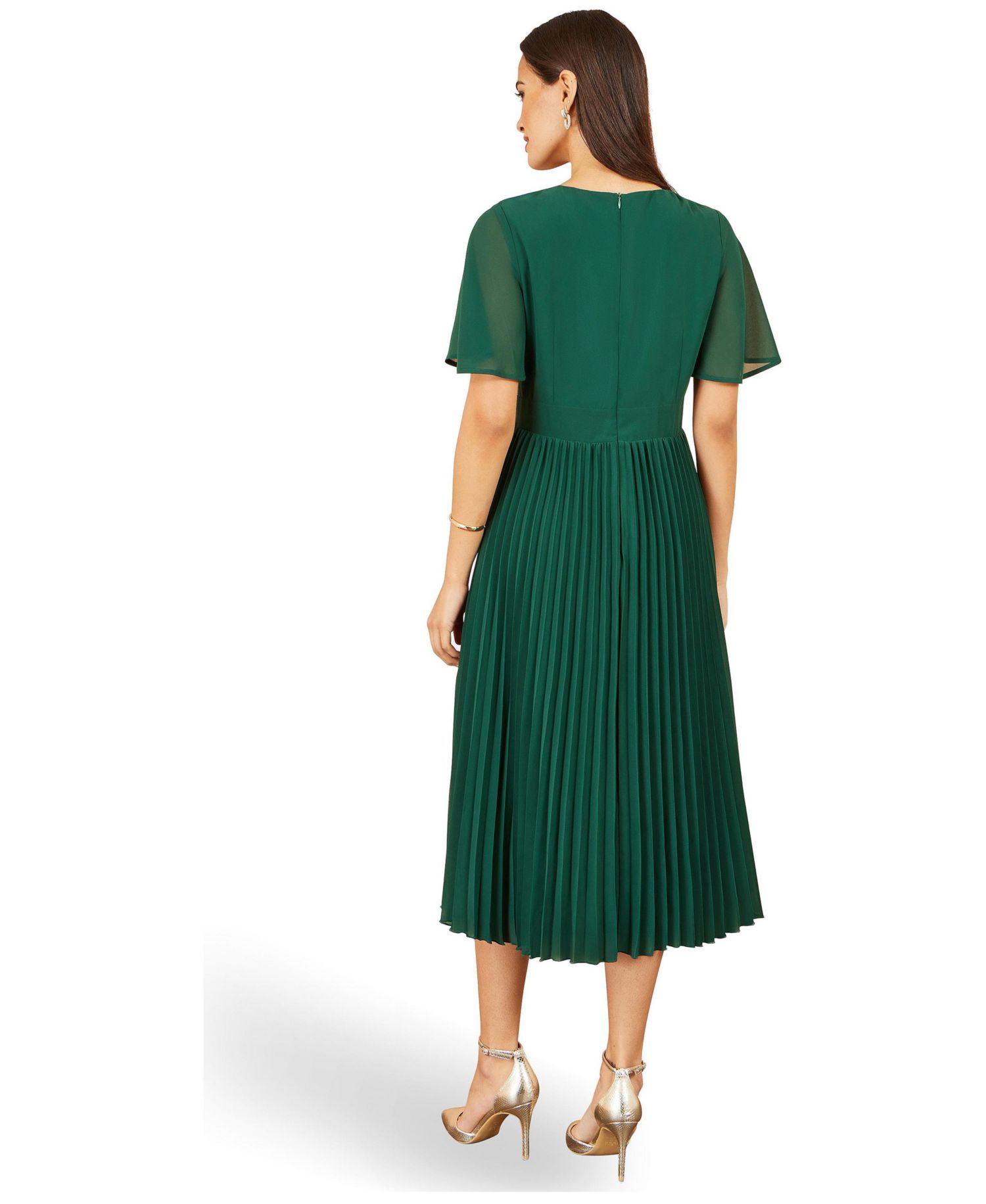 Women's Sequin-Floral Pleated Midi Dress