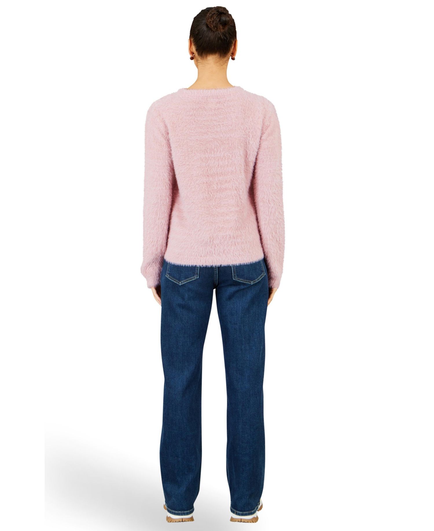 Women's Sequin Snowflake Fluffy Crewneck Sweater