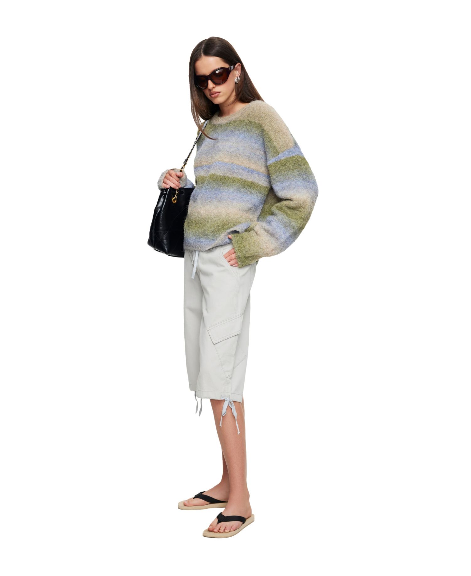 Women's Loyalty Knit Striped Fuzzy-Knit Sweater
