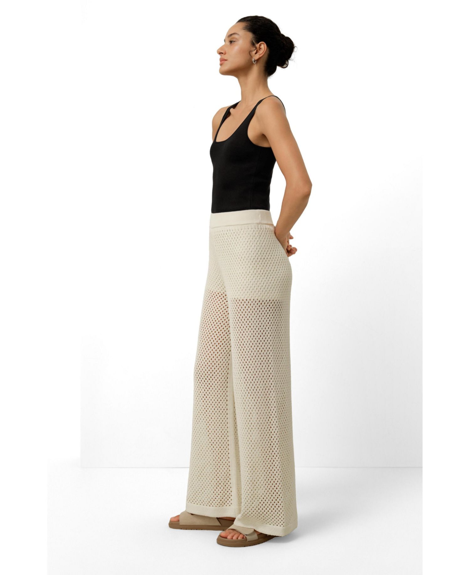 Women's Toscana Wide-Leg Pull-On Pointelle Pants