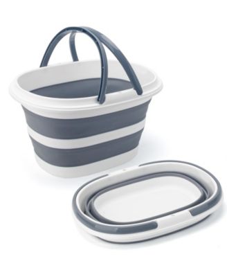 10L Collapsible Plastic Bucket with Dual Handles for Camping Car Washing Cleaning