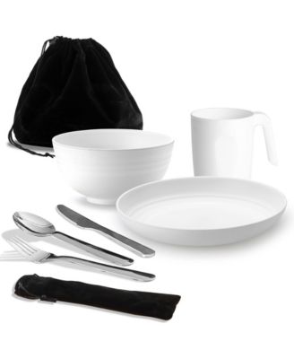 Camping Mess Kit Stainless Steel Cutlery Set Cup Bowl Plate For Travel Picnic Outdoor