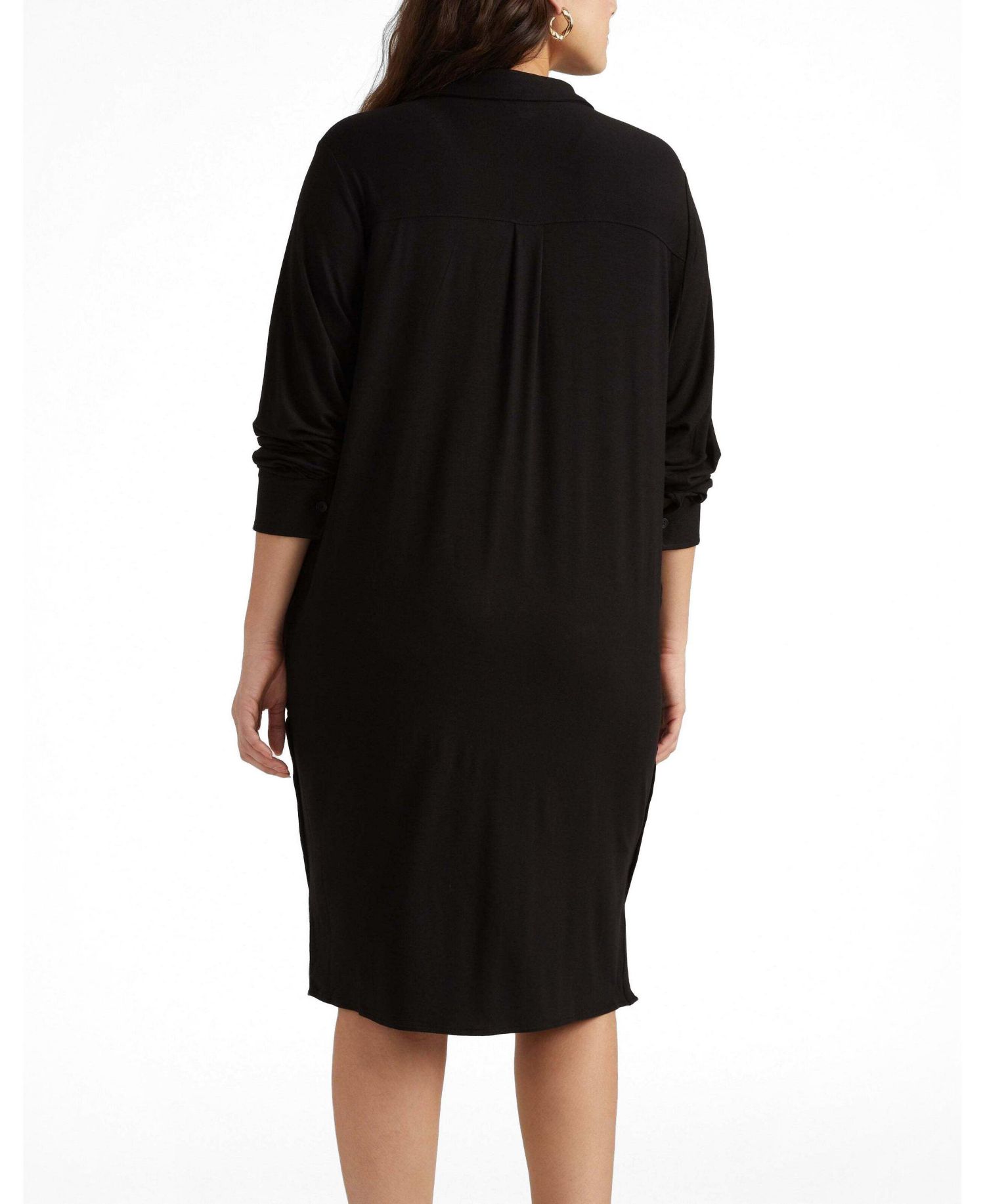 Plus Size Marcie Long-Sleeve Collared Midi Dress