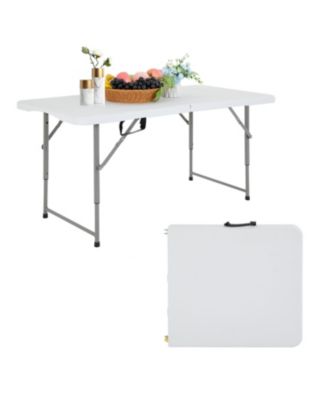 4 Feet Folding Table Portable Plastic Steel Frame Lock Carry Handle Events Camping Outdoor