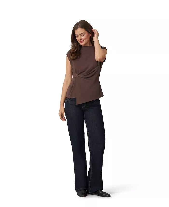 Women's Funnel Neck Asymmetric Hem Top - thumbnail 10