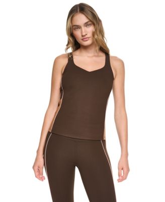 Women's Built-In Shelf Bra Colorblock V-Neck Tank Top