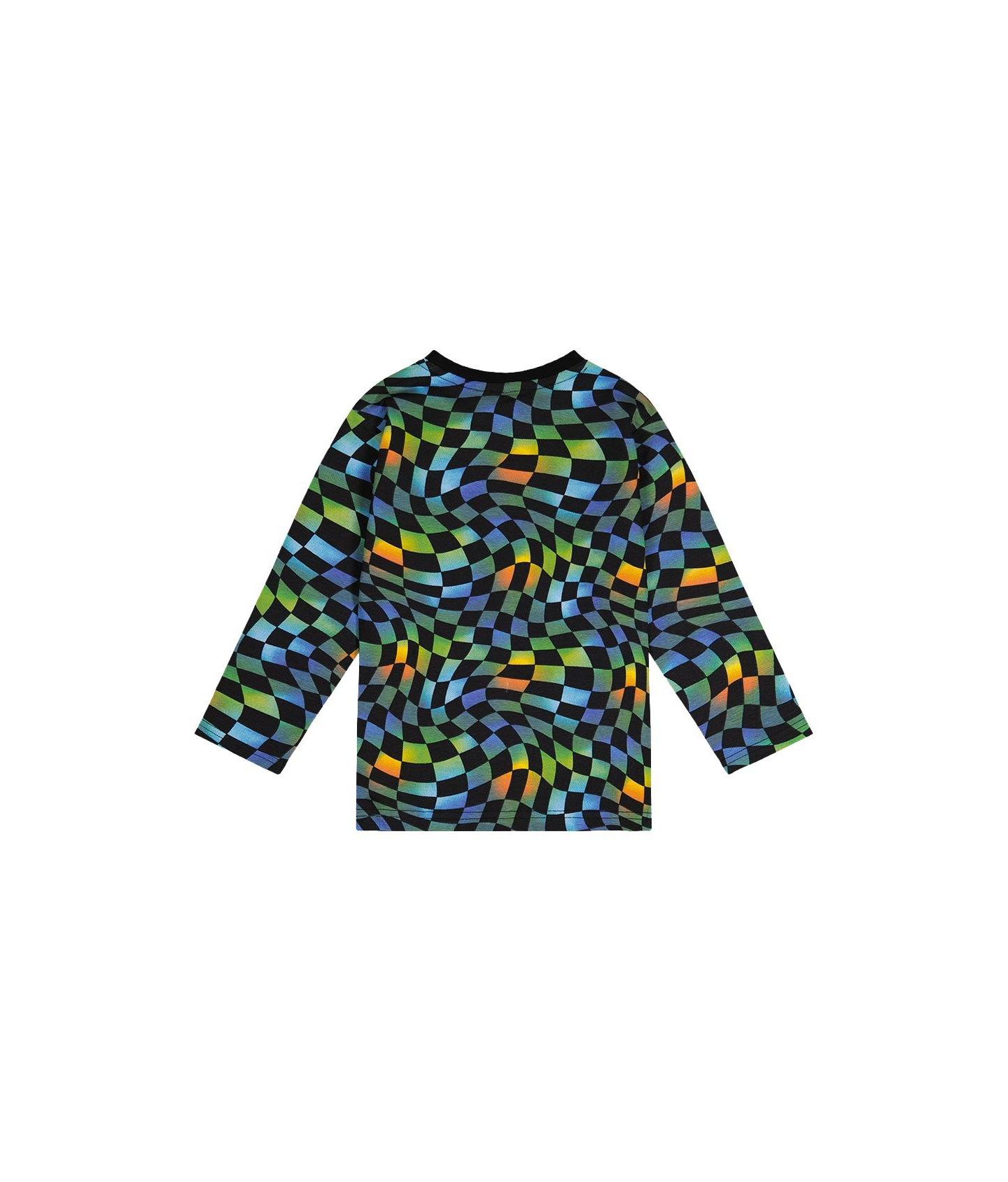 Футболка Deux par Deux Cotton Long Sleeve T-Shirt Checkered Print для мальчиков, цвет: Синий с принтом — фото 7