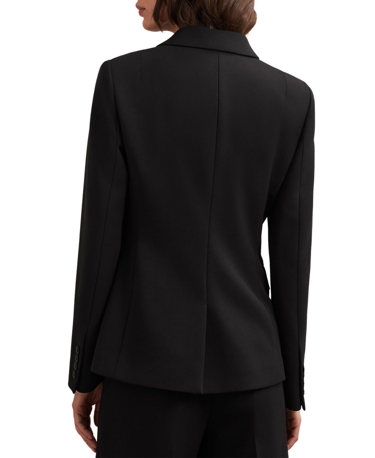 Petite Gabi Double-Breasted Peak-Lapel Button-Cuff Blazer