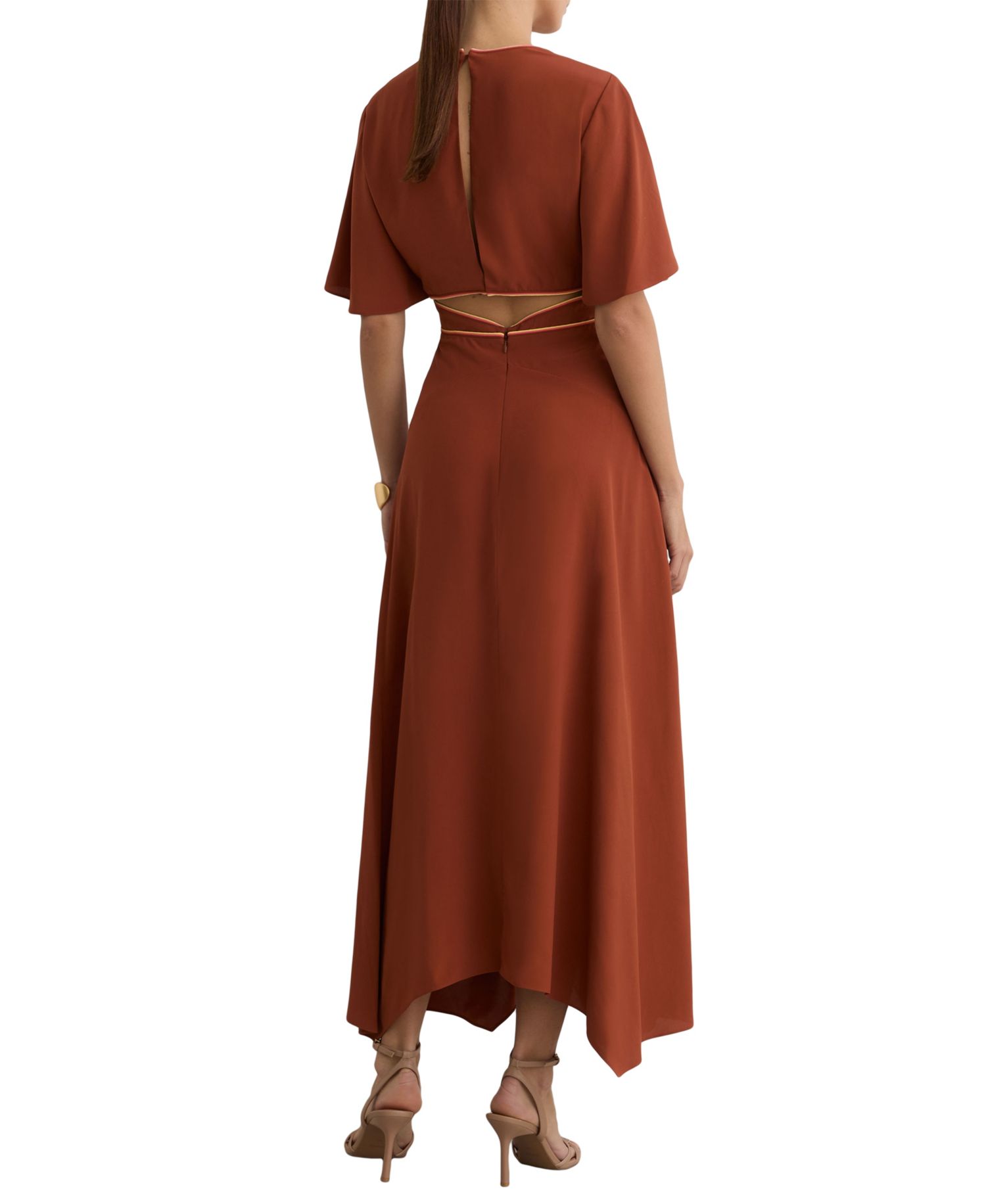Women's Rosanna Piped-Trim Cut-Out V-Neck Midi Dress