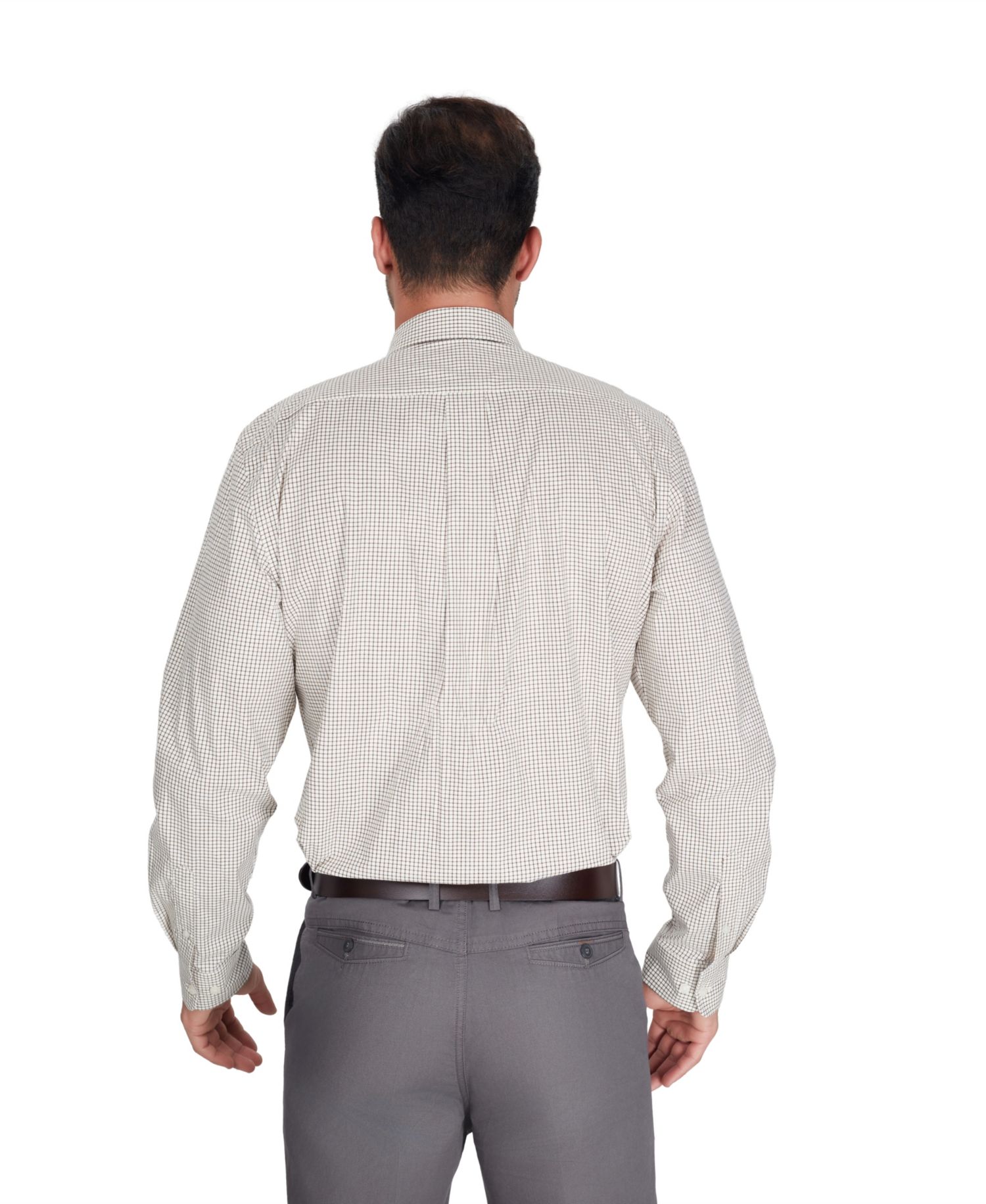 Men's Regular-Fit Brown Plaid Dress Shirt