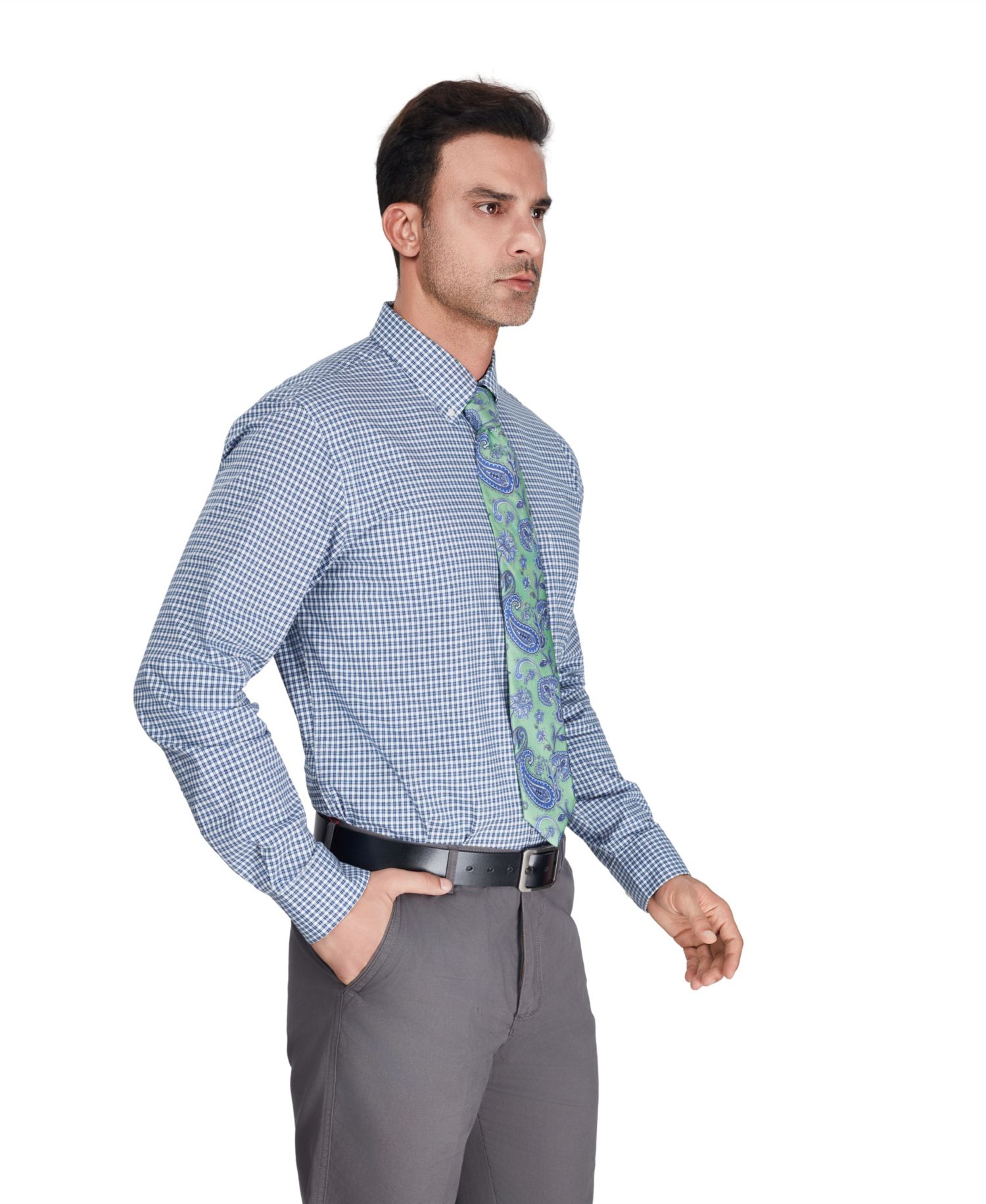 Men's Regular-Fit Stretch Plaid Dress Shirt