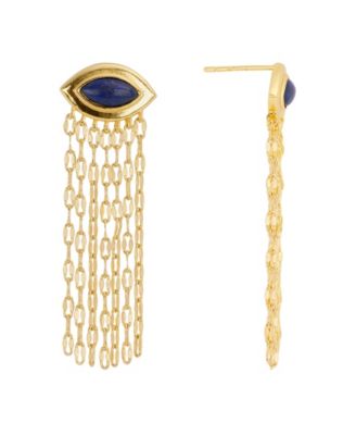Gold-Plated Lapis Marquis Waterfall Drop Earrings