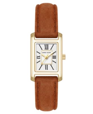 Women's Quartz Rectangle Brown Leather Bracelet Watch 30mm x 20mm
