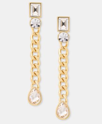 Mixed Crystal Linear Drop Earrings