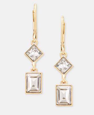 Square Crystal Double Drop Earrings 