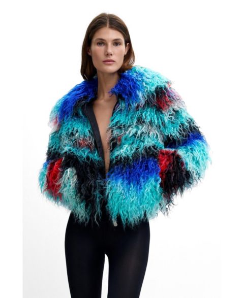 Женская куртка Desigual Long Hair Coat Lacroix, цвет: Разноцветный
