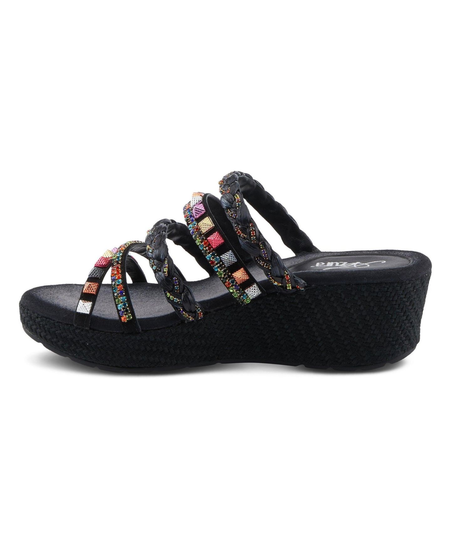 Женские сандалии Azura Shinychic Wedge Sandal with Suede Upper, цвет: Чёрный разноцветный — фото 2