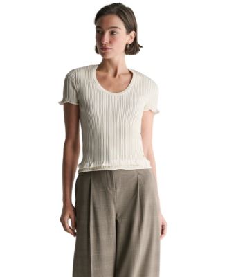 Women's Short-Sleeve Scoop Neck Ruffle Top