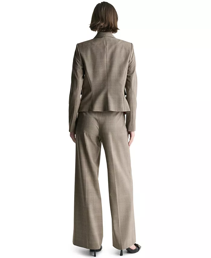 Women's Plaid One Button Blazer - thumbnail 7