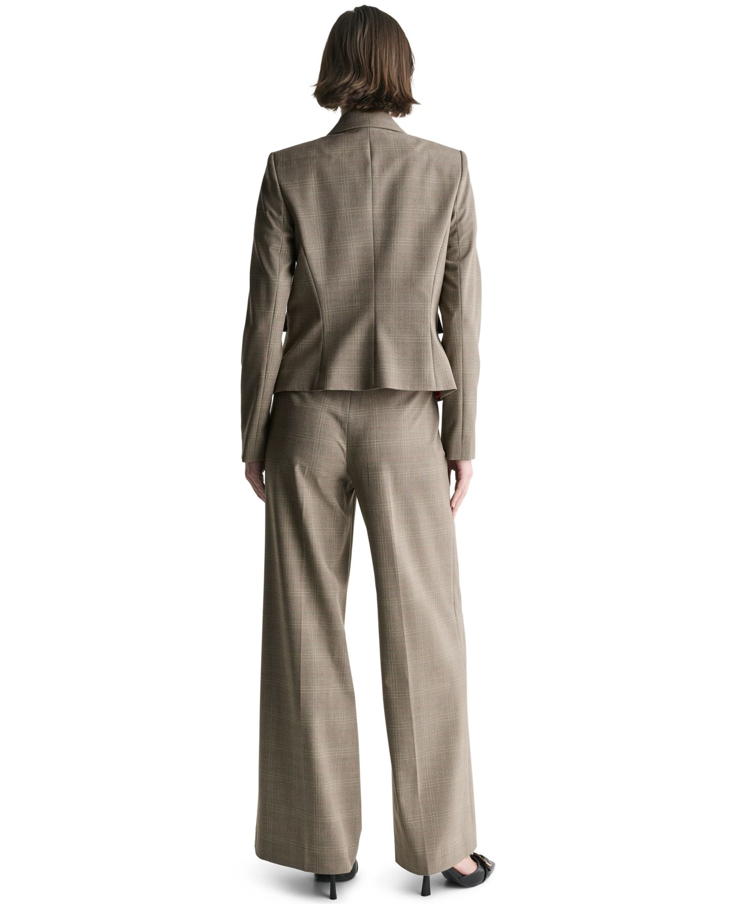 Women's Plaid One Button Blazer