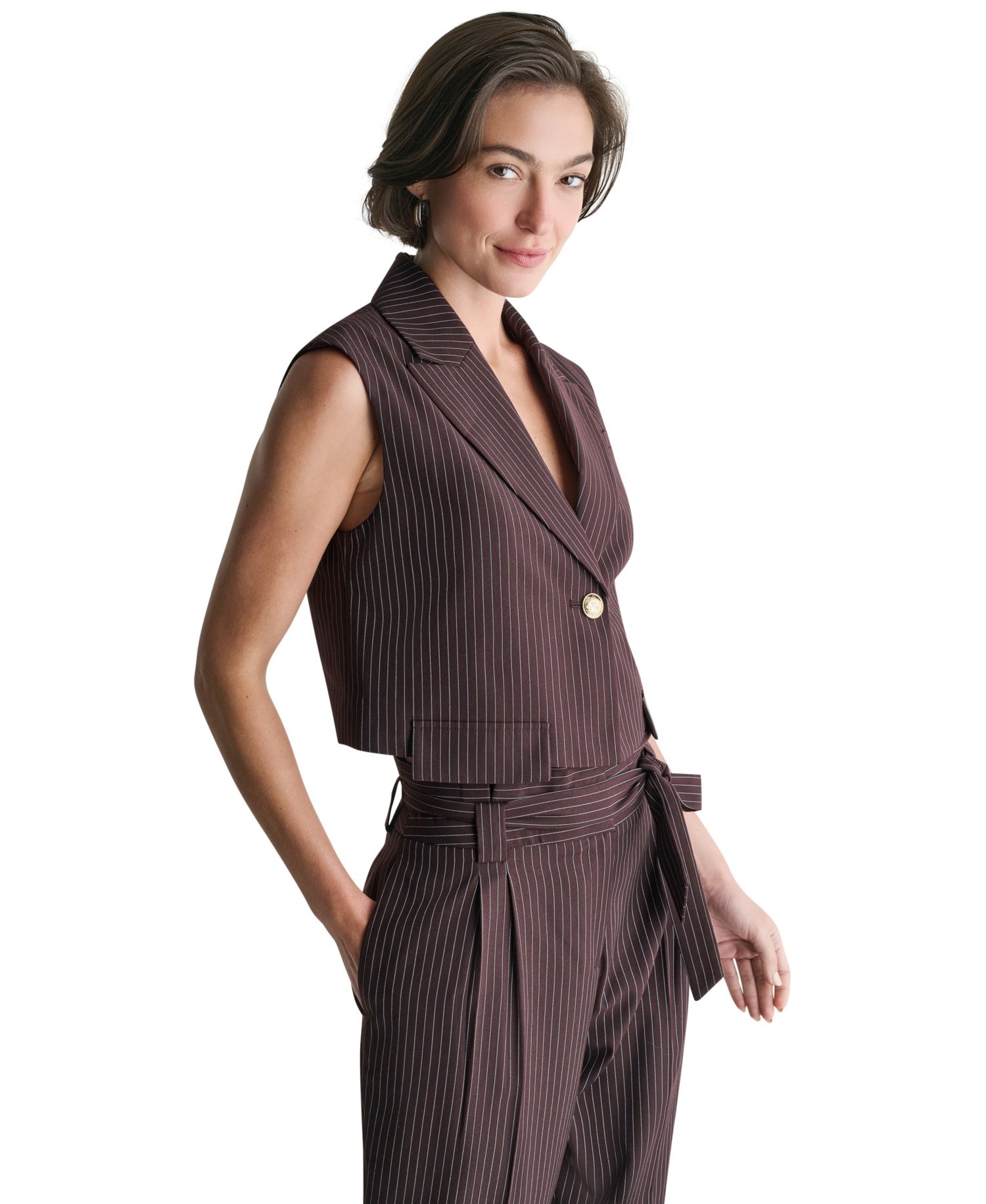 Women's Cropped Peak-Lapel One-Button Blazer