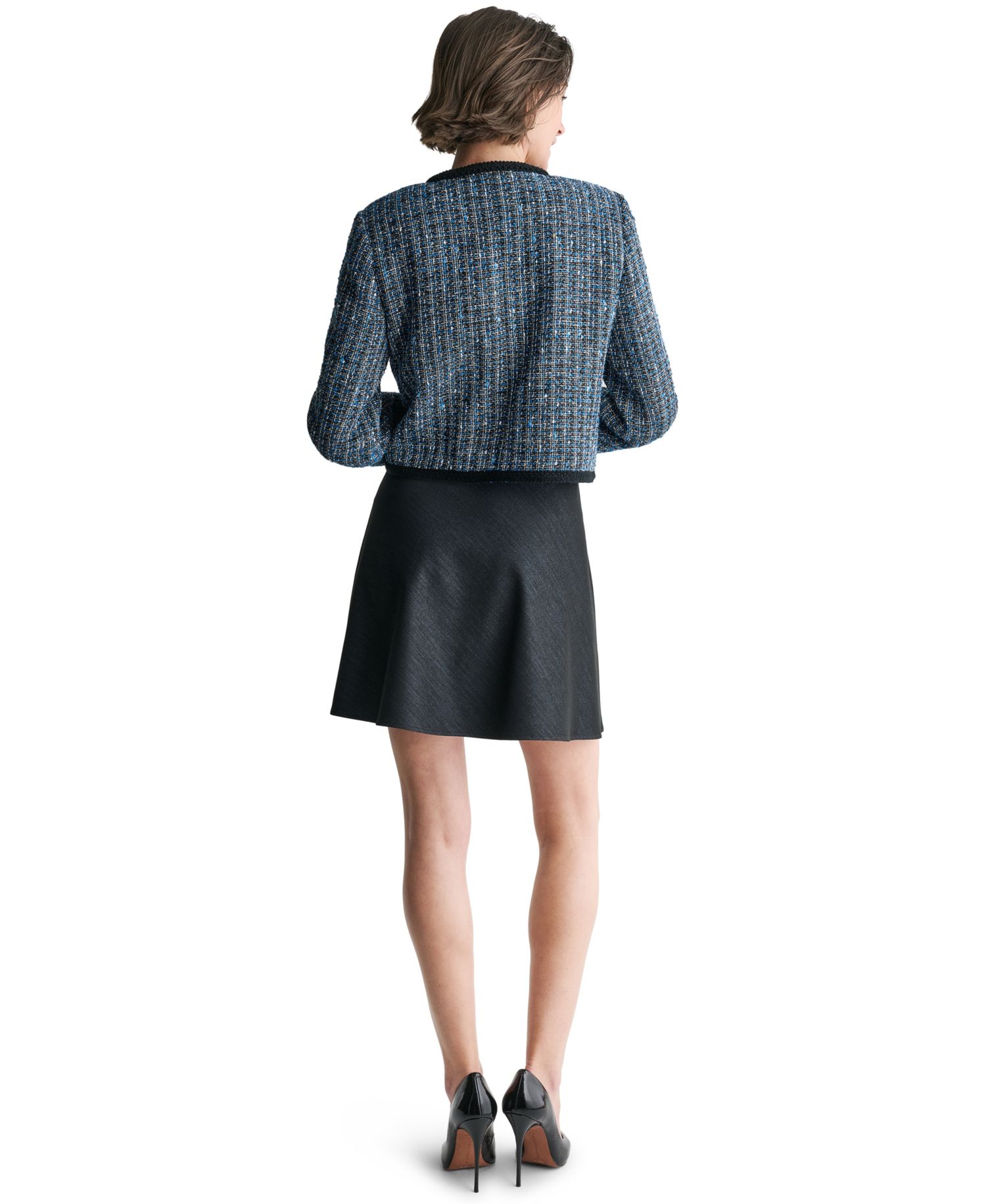 Women's Cropped Button-Front Tweed Jacket