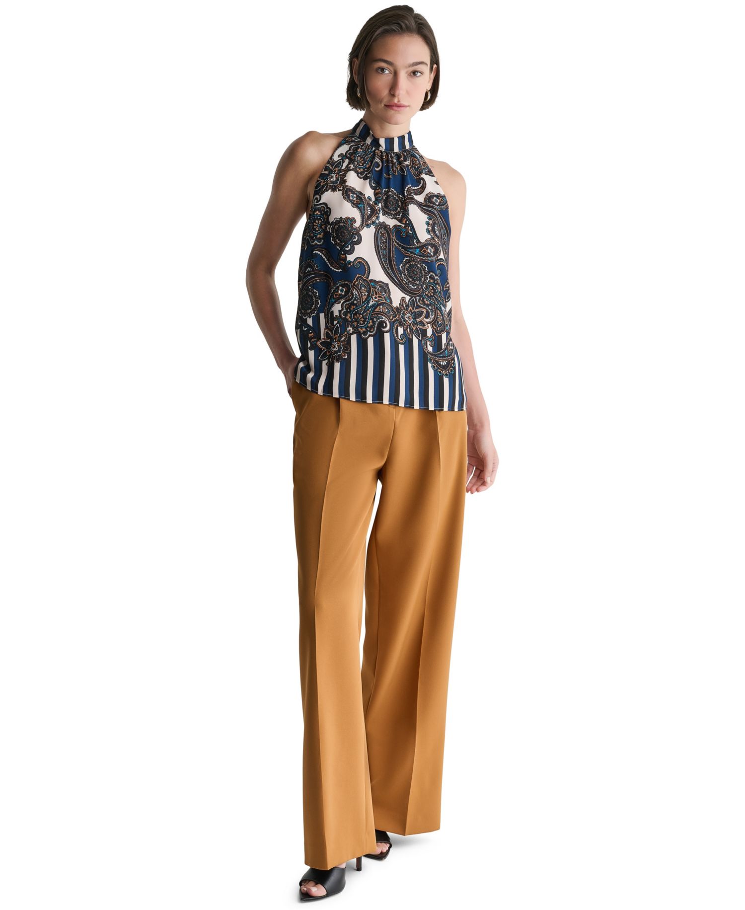 Women's Halter Sleeveless Print Blouse