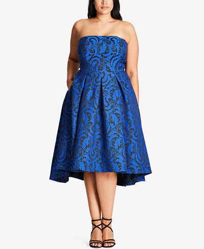 City Chic Trendy Plus Size Jacquard Fit & Flare Dress