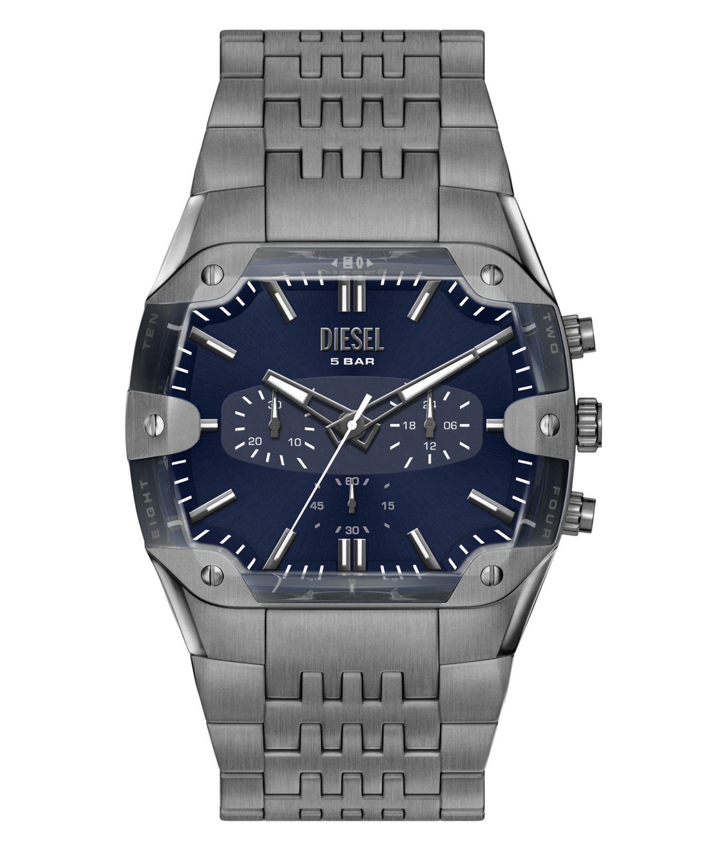 Мужские часы Diesel Spiked Cushion Quartz Chronograph Gunmetal Stainless Steel 45mm — фото 1
