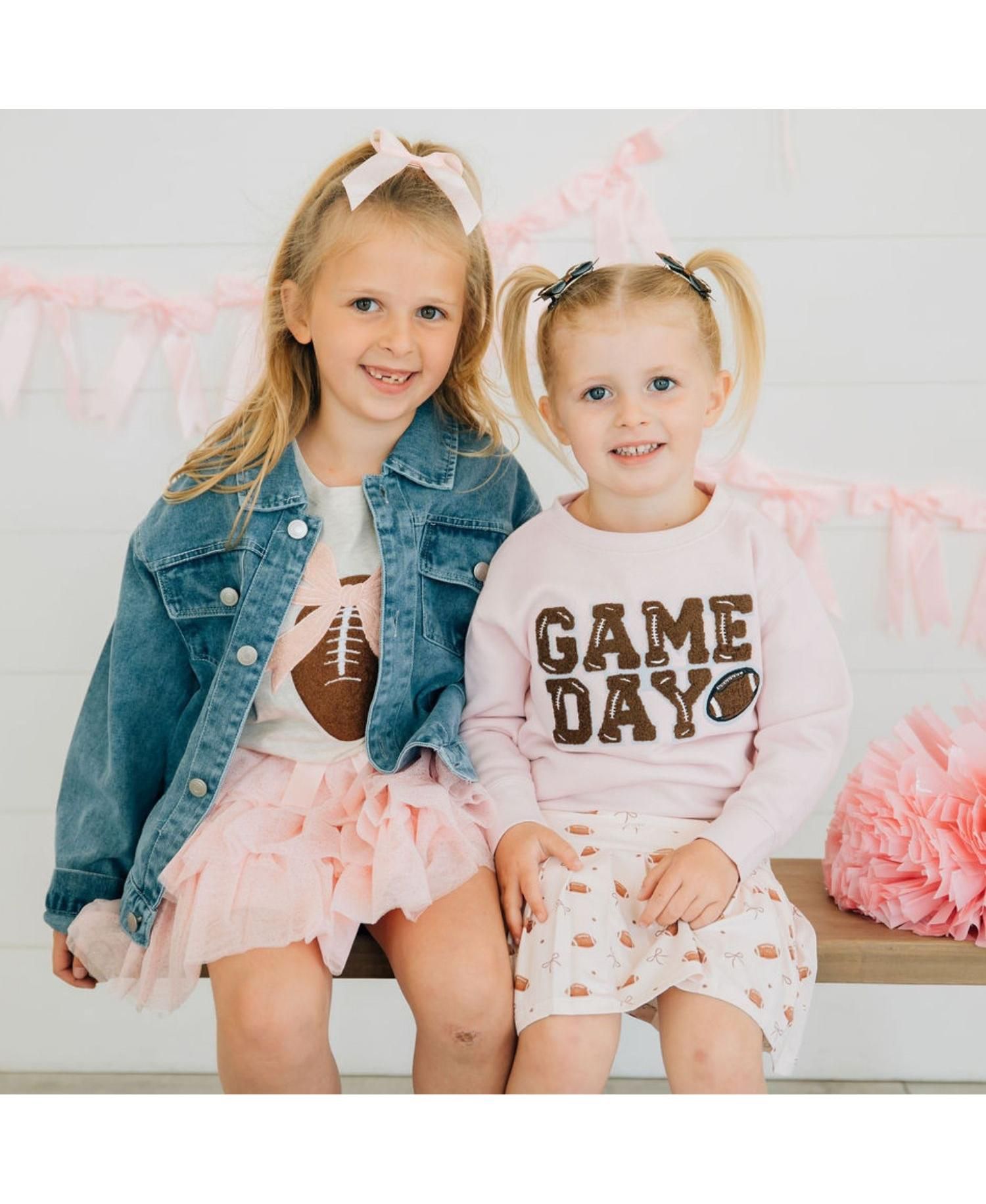 Little Girl 's 5 -8 Cheer Bow Patch Denim Jacket